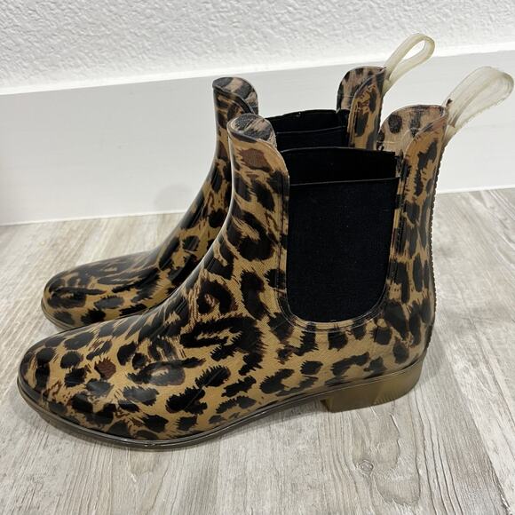 J. Crew Shoes - J. Crew Leopard Chelsea Boots Women's Pull-On Ankle Rain Snow Booties Size 9